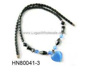 Assorted Colored Opal Pendant  Hematite Beads Stone Chain Choker Fashion Women Necklace